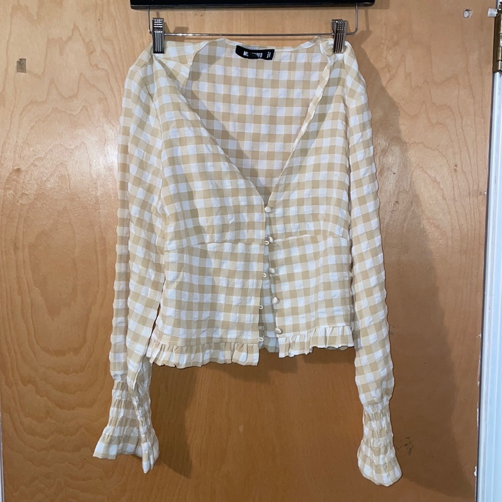 Misguided plaid button up top